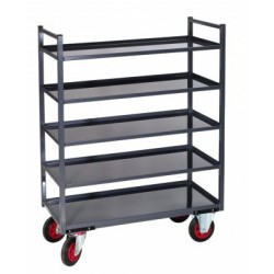 Chariot multi-niveaux à 5 plateaux tôle 935 x 435 mm de 400 kg