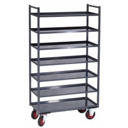 Chariot multi-niveaux à 7 plateaux tôle 935 x 435 mm de 400 kg