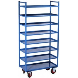 Chariot multi-niveaux à 8 plateaux tôle 935 x 435 mm de 400 kg