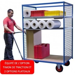 Chariot grillagé 1000 x 700 mm 2 côtés de 500 kg