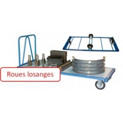 Chariot industriel pour charges lourdes 1600 x 800 mm roues losange 1200 kg