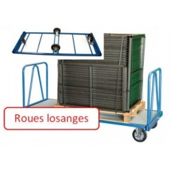 Chariot industriel pour charges lourdes 1600 x 800 mm roues losange 1200 kg