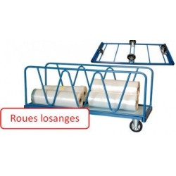 Chariot industriel pour charges lourdes 2000 x 1000 mm roues losange 1200 kg